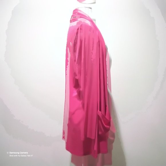 Susan Craver Fuchsia Long Sleeve Open Front Pocket Stretch Cardigan Jacket NWT L - Picture 4 of 6